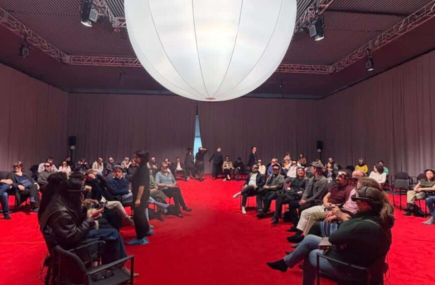 Ark installation at The Shed in NYC with audience seating.