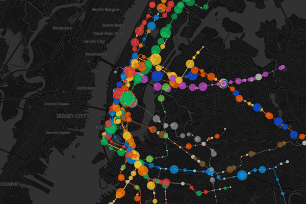 Visualization of New York subway traffic
