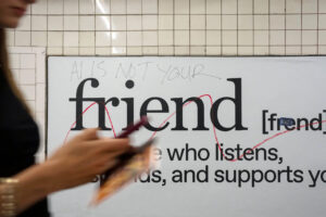anti-AI notes in the New York's subway